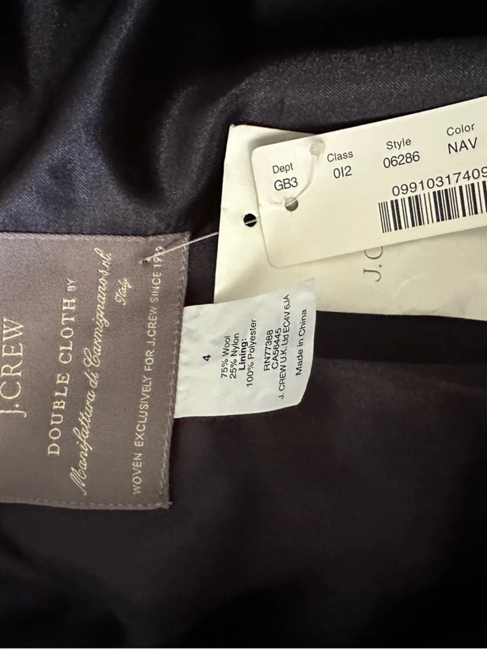 J. Crew Sabrina Double cloth Classic Wool blend Lined Long Coat ladies 4 NWT - Picture 3 of 10